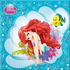 Lot De 20 Serviettes De Fête Ariel - La Petite Sirene Soldes