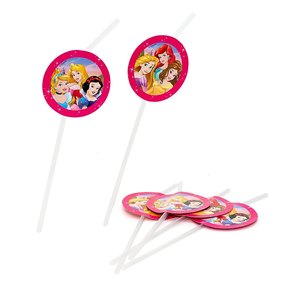 Lot De 6 Pailles Flexibles Princesses Disney - La Belle Et La Bete Soldes