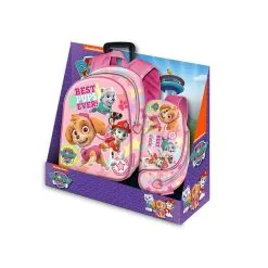 Trolley Sac à Dos + Trousse Rectangle Pat Patrouille Rose - Paw Patrol Soldes